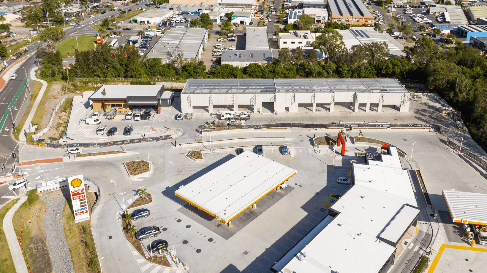 Aerial show of DCB Currumbin Service Centre featuring AFS Logicwall