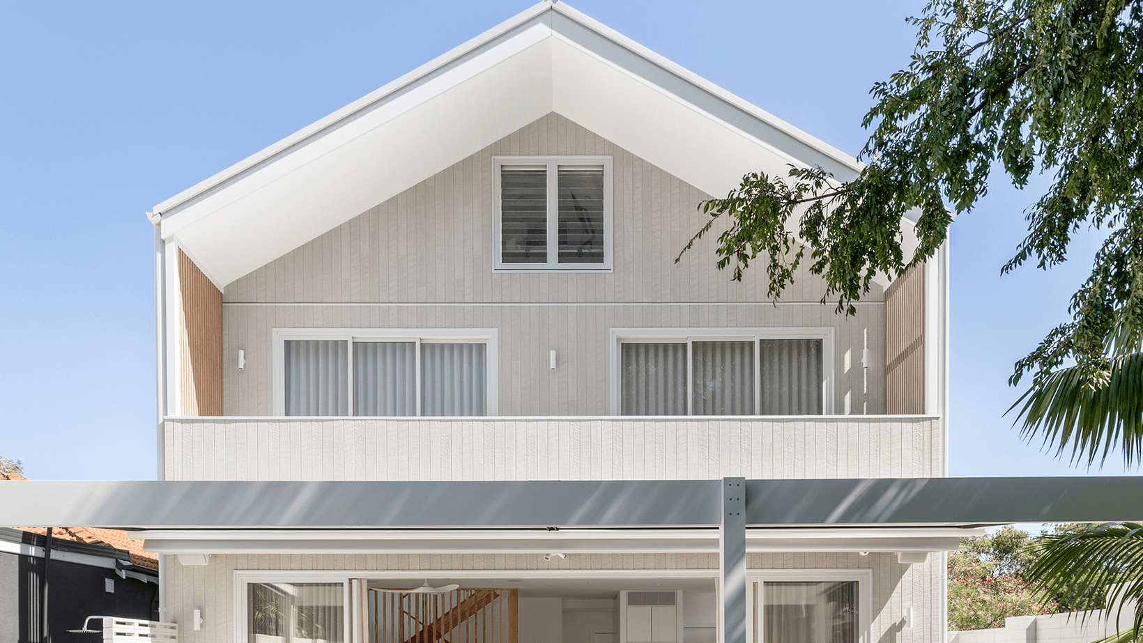 Home façade featuring Cemintel Weatherboard fibre cement cladding