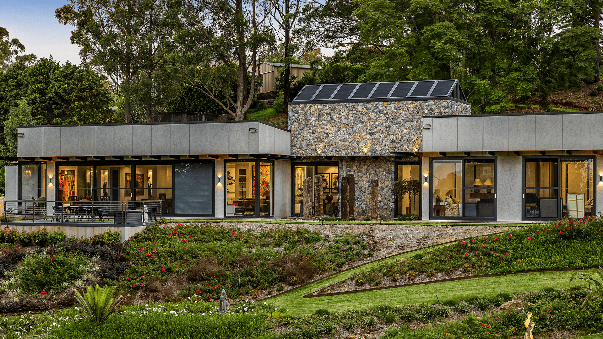 Residential home with Cemintel Barestone with landscaped garden