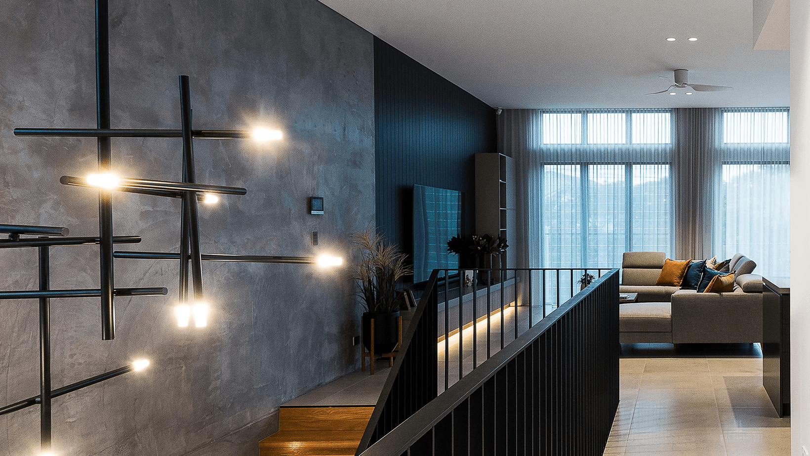 Living area in Reece Keil back to front house