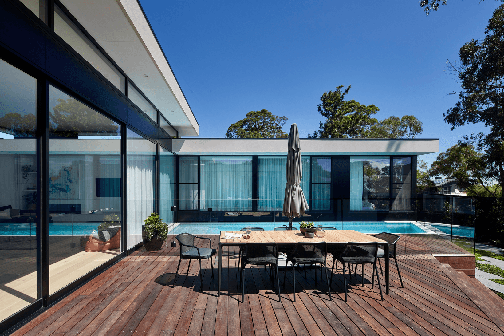 Sky home deck area with umbrella